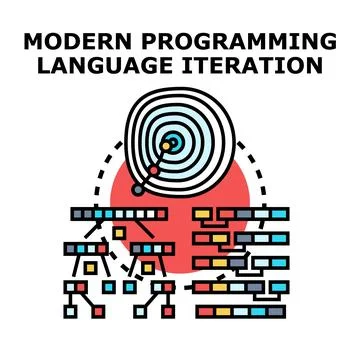 Modern programming language iteration concept loop Stock Illustration