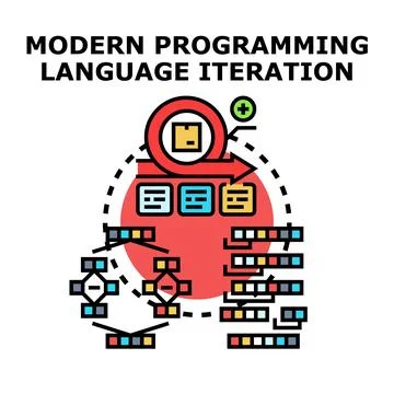 Modern programming language iteration development processing Stockillustratie