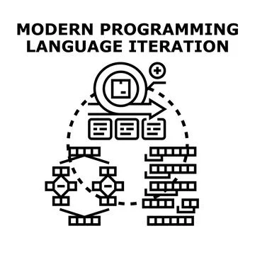 Modern programming language iteration development processing Stockillustratie