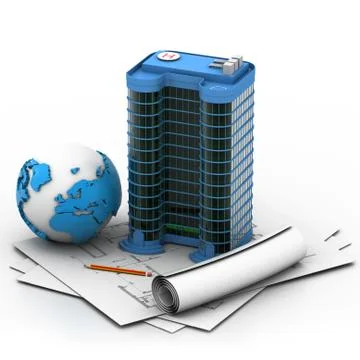 Modern project of building. Ilustración de archivo