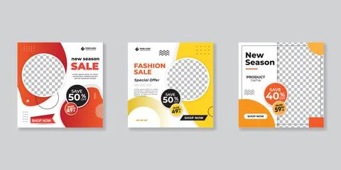 Modern promotion square web banner for social media mobile apps.Elegant sale  Stock Illustration