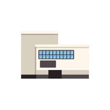 Modern public building facade with large windows and entrance Ilustración de archivo