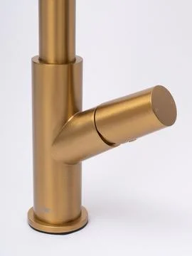 Modern pull-down kitchen faucet on white background Foto stock