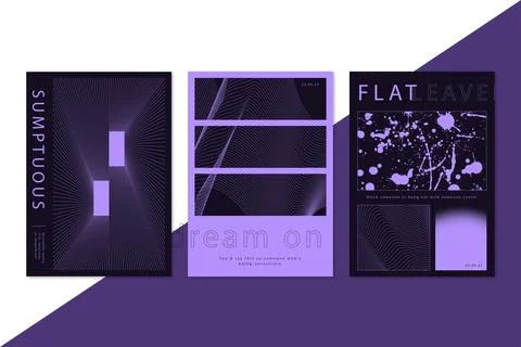 Modern Purple Abstract Poster Template Collection with Geometric S Stock Illustration