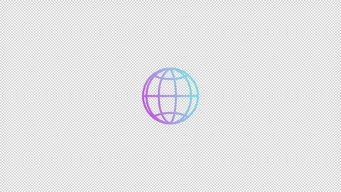 Modern Purple-Blue Gradient Globe Icon Animation for Web UI and Global Network Stock Footage 330717370