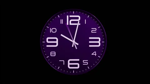 Modern purple clock face moving fast forward time lapse Video stock 127387908