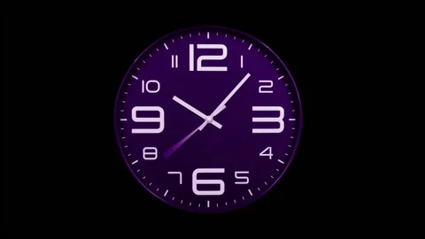 Modern purple clock face moving fast forward time lapse Stock Footage 127387939