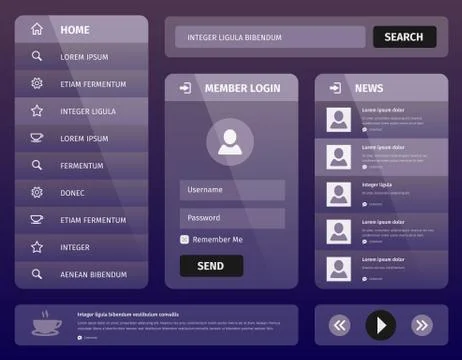 Modern purple mobile user interface design 스톡 일러스트