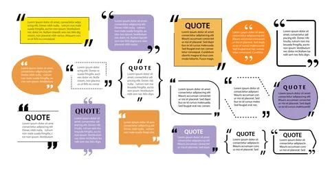 Modern quote box text template design elements. Stock Illustration