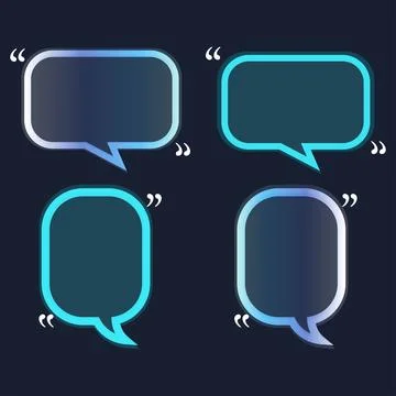 Modern Quote Speech Bubble Vector Set with Cyan Gradient Illustration