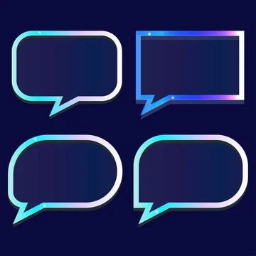 Modern Quote Speech Bubble Vector Set with Cyan Gradient Stock Illustration
