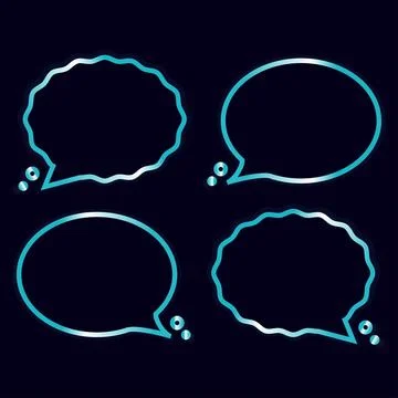 Modern Quote Speech Bubble Vector Set with Cyan Gradient Illustration