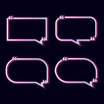 Modern Quote Speech Bubble Vector Set with Cyan Gradient Illustration