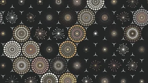 Modern radial designs, dark gray background, seamless Stock Footage 248782385