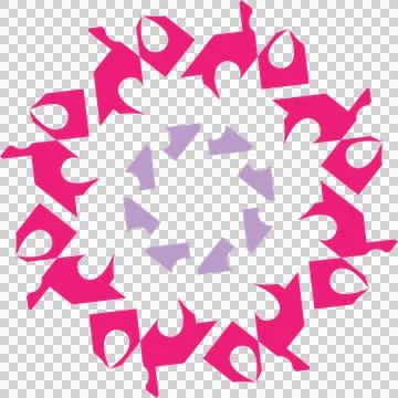 Modern radial vector ornament with pink geometric kaleidoscope motif Stock Illustration