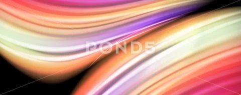 Modern rainbow liquid color flow colorful poster. Wave Liquid shape in black Stock Illustration