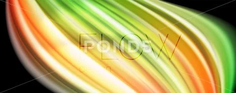 Modern rainbow liquid color flow colorful poster. Wave Liquid shape in black Stock Illustration