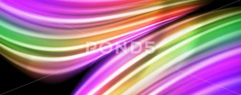 Modern rainbow liquid color flow colorful poster. Wave Liquid shape in black Stock Illustration