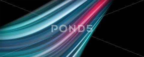 Modern rainbow liquid color flow colorful poster. Wave Liquid shape in black Stock Illustration