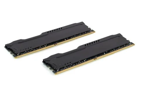 Modern RAM memory modules with black radiator Stock Photos