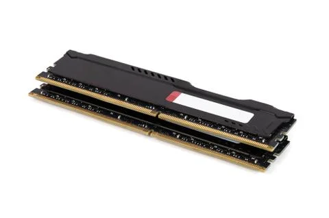 Modern RAM memory modules with black radiator Stock Photos