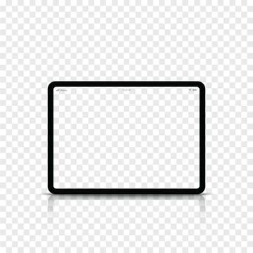 Modern realistic black tablet computer with transparent screen. Vector illu.. Illustrazione stock