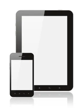 Modern realistic digital tablet pc with smartphone Stock Photos