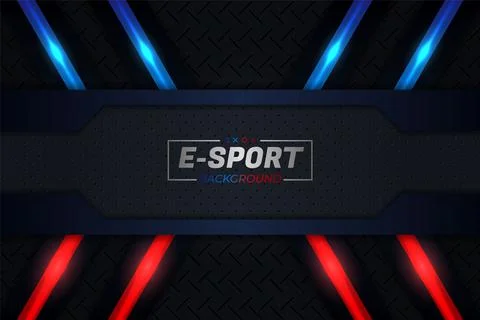 Modern Realistic Glow Metallic E-Sports Gaming Style Background Red and Blue Stock Illustration