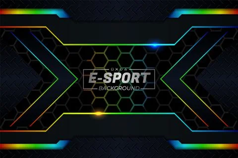 Modern Realistic Overlapped Layer E-Sports Style Colorful Glow Metallic Backg Stock Illustration