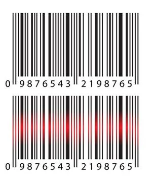 Modern Realistic Simple Barcode &amp; Barcode With Red Laser Light Stock Illustration