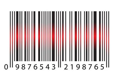 Modern Realistic Simple Barcode With Red Laser Light in Vector Isolated Stock-Illustration