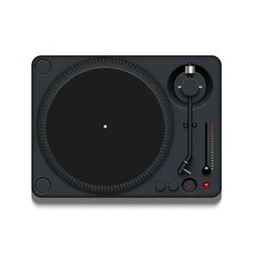 Modern realistic vector DJ black turntable top view custom design, showcasi.. Stock Illustration