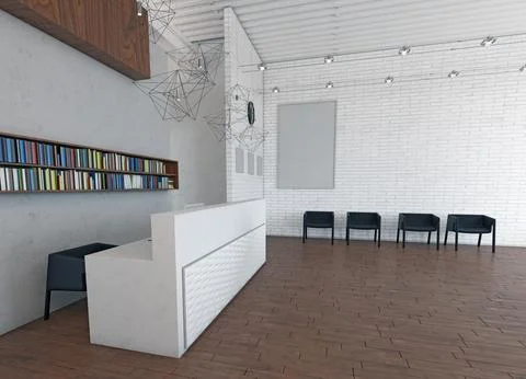 Modern reception area 3d Stock Illustration