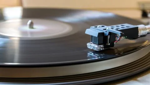 Modern record player with a vinyl Stock Photos