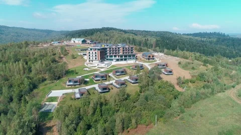 Modern recreation complex in the mountains Stock Footage 295814539