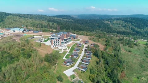 Modern recreation complex in the mountains Stock Footage 295814635