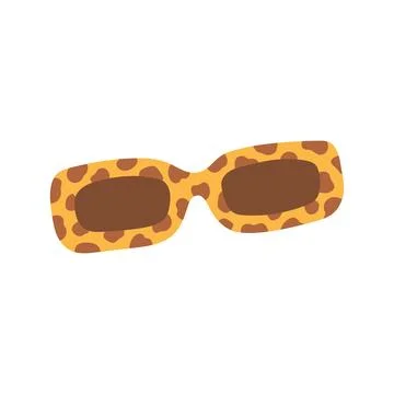 Modern rectangle leopard spotted print sunglasses vector illustration. Summer Stock Illustration