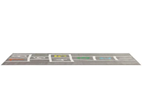 Modern rectangular gray rug with a hopscotch pattern. 3d render 스톡 일러스트