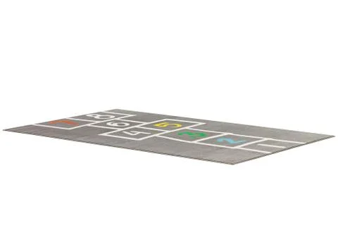 Modern rectangular gray rug with a hopscotch pattern. 3d render Illustrazione stock