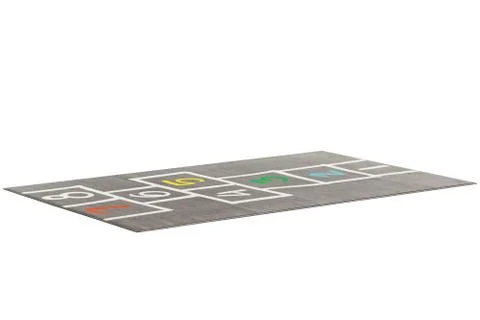 Modern rectangular gray rug with a hopscotch pattern. 3d render 스톡 일러스트