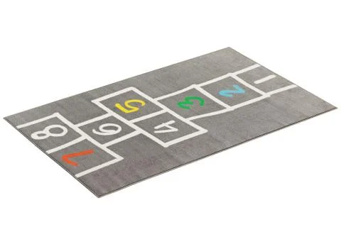 Modern rectangular gray rug with a hopscotch pattern. 3d render Stockillustratie