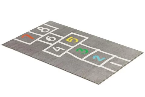 Modern rectangular gray rug with a hopscotch pattern. 3d render Stock Illustration