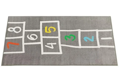 Modern rectangular gray rug with a hopscotch pattern. 3d render Stock Illustration