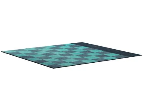 Modern rectangular green and blue rug with a checked pattern. 3d render 스톡 일러스트
