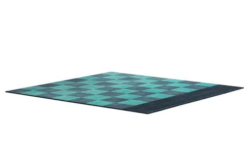 Modern rectangular green and blue rug with a checked pattern. 3d render Illustrazione stock