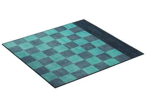Modern rectangular green and blue rug with a checked pattern. 3d render Stock Illustration