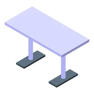 Modern rectangular table with metal legs standing in isometric view Stock Illustration