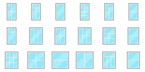Modern Rectangular Window Styles Set Ilustração Stock