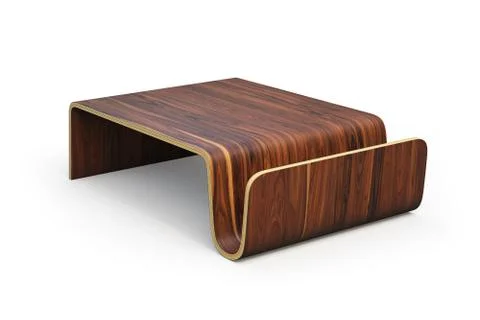 Modern rectangular wooden coffee table. 3d render Stock Illustration