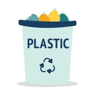 Modern Recycle Plastic Waste Garbage Bin And Trash Object Illustration Illustrazione stock